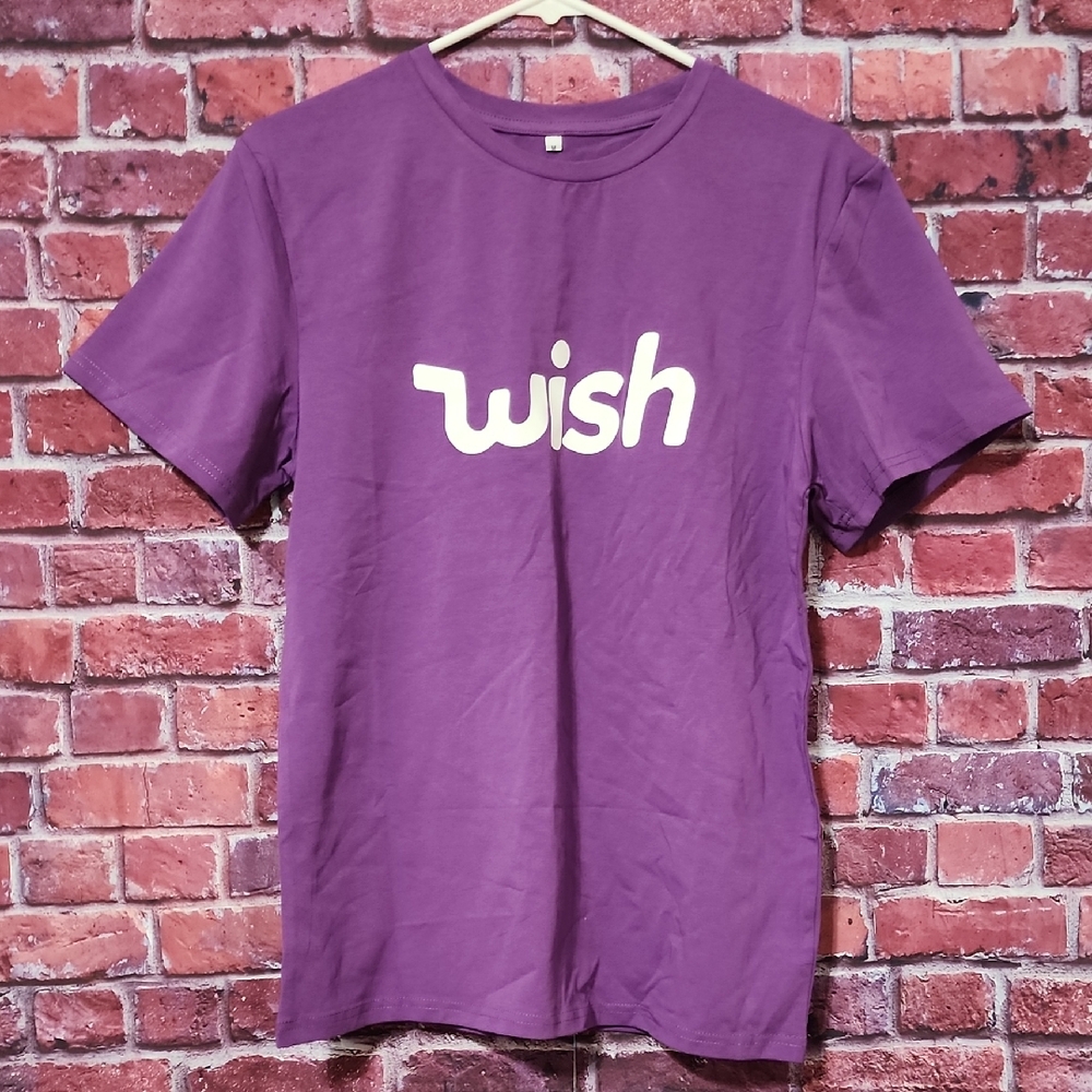 NEW Womens Purple "Wish" Logo Tee Size M T-Shirt Top
